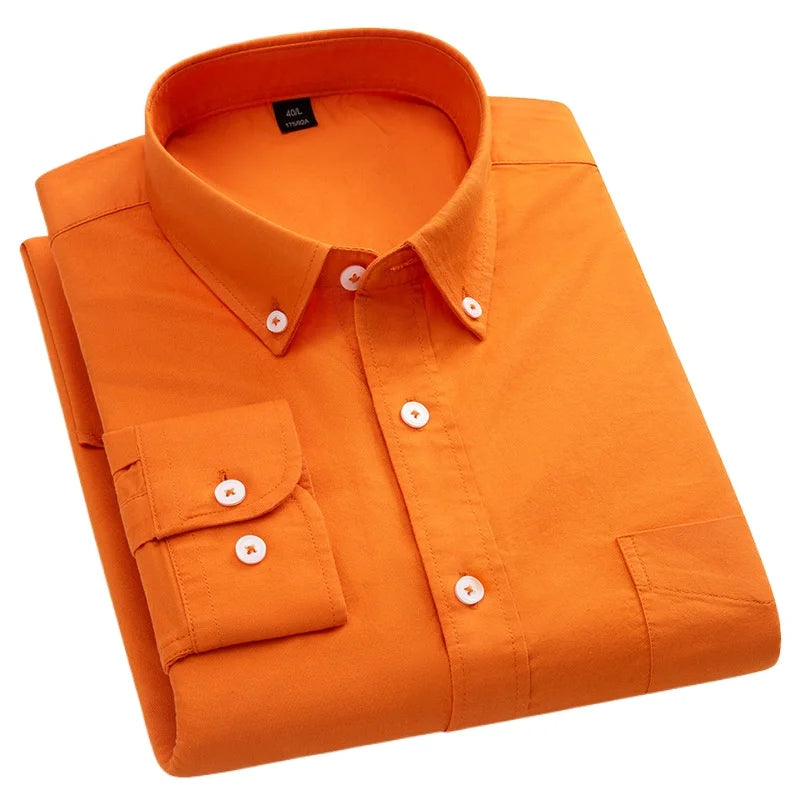 Casual Long-sleeve Shirts for Men Slim Fit Plain Shirt 100%cotton Plaid Striped Tops Soft Designer Fashion Korean Trends Clothes ShedPoundsPortal