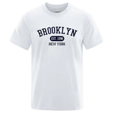 Brooklyn Est.1998 New York Letter T Shirts Man Casual Crewneck Streetwear Breathable Fashion Summer Tops Cotton Loose T-Shirts ShedPoundsPortal