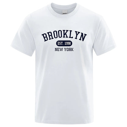 Brooklyn Est.1998 New York Letter T Shirts Man Casual Crewneck Streetwear Breathable Fashion Summer Tops Cotton Loose T-Shirts ShedPoundsPortal