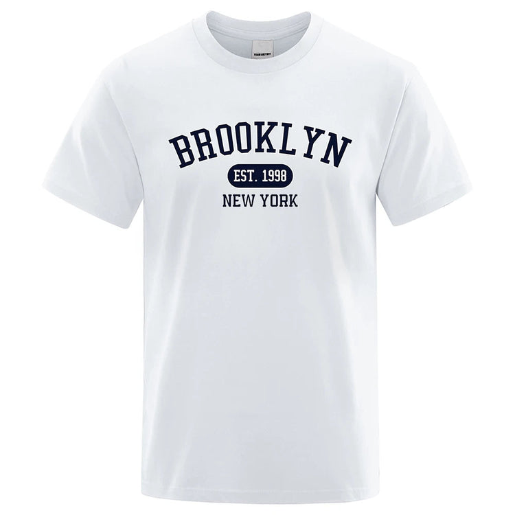 Brooklyn Est.1998 New York Letter T Shirts Man Casual Crewneck Streetwear Breathable Fashion Summer Tops Cotton Loose T-Shirts ShedPoundsPortal