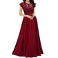 Elegant V-Neck Lace Evening Chiffon Dress for Women