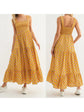Women Boho Maxi Dress Off Shoulder Ruffle Floral Print Sleeveless Smocked Waist Long Summer Beach Dress with Pockets