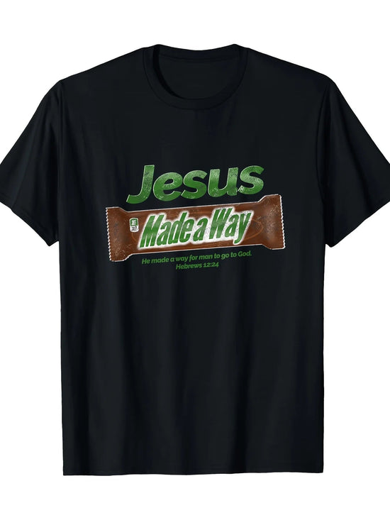 Jesus Made Way Graphic TShirt Mens Casual Christian Gift 100 Cotton Short Sleeve Round Neck Geometric Design ShedPoundsPortal