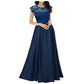 Elegant V-Neck Lace Evening Chiffon Dress for Women