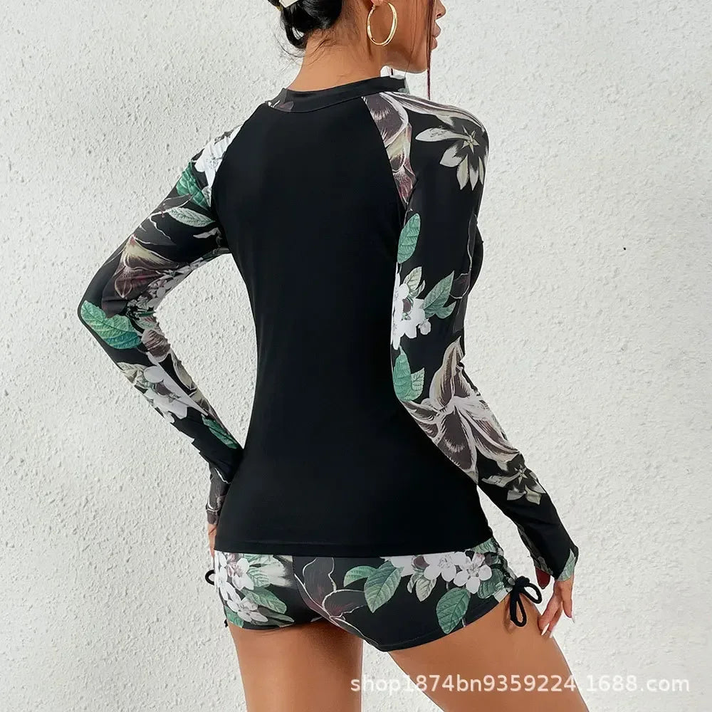 Female Swimsuit With Long Sleeves Swimwear Sports Surfing Tankini Set Beachwear Two-Piece Bathing Suits Pool Women Swimming Suit ShedPoundsPortal