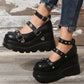 DoraTasia Retro Mary Jane Punk Heels – Studded Black Lolita Party Shoe