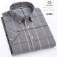 Cotton Fabric Breathable Men Oxford Short Sleeve Summer Plaid Striped Male Shirt Business Regular Fit Oversized Clothes ShedPoundsPortal