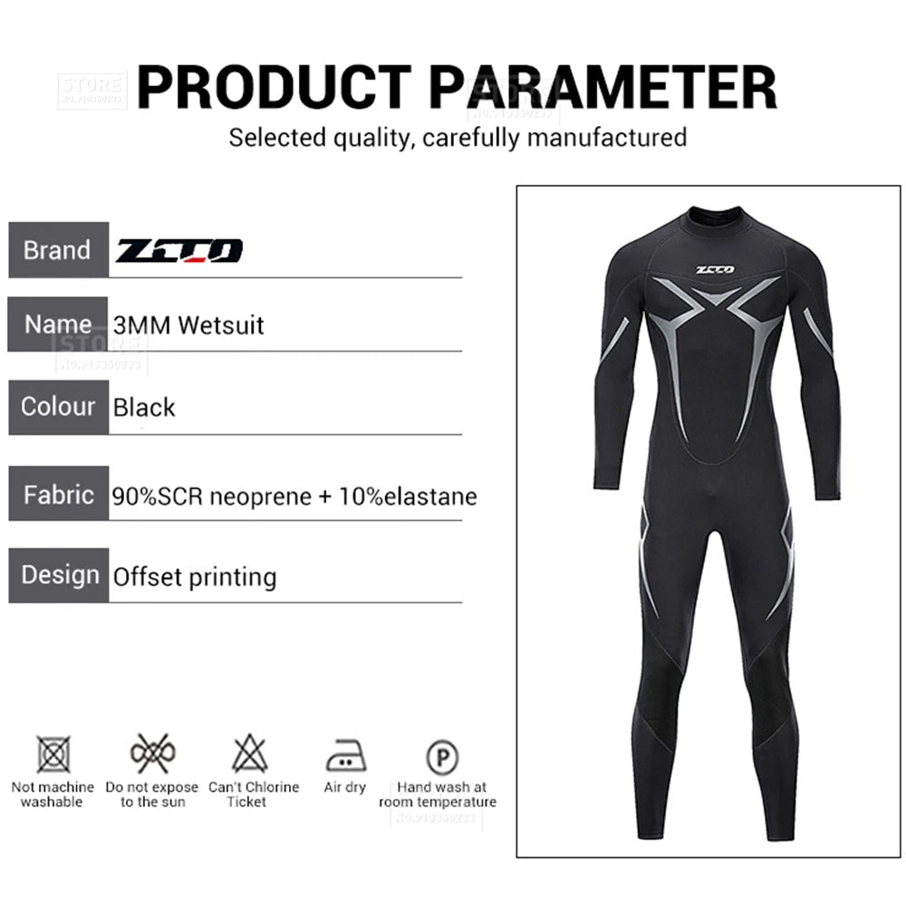Men Wetsuit 3mm Neoprene Surfing Scuba Diving Snorkeling Swimming Body Suit Wet Suit Surf Kitesurf  Clothes Equipment ShedPoundsPortal