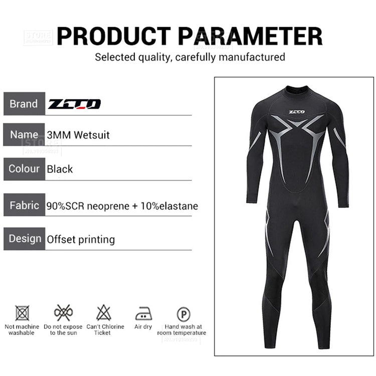 Men Wetsuit 3mm Neoprene Surfing Scuba Diving Snorkeling Swimming Body Suit Wet Suit Surf Kitesurf  Clothes Equipment ShedPoundsPortal