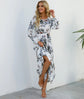 Women Eid Muslim Dresses Tight Waist O Neck Ruffles Spliced Casual Vestidos Flowers Dress Dubai Kaftan Islam Morocco Arab ShedPoundsPortal