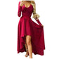 Elegant Satin V-Neck Maxi Dress with Lace Dovetail