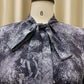 Elegant Dresses Woman 2025 Bow Collar Vintage Printed Full Sleeve A Line Mid Calf Luxury Female Birthday Party Dinner Vestidos