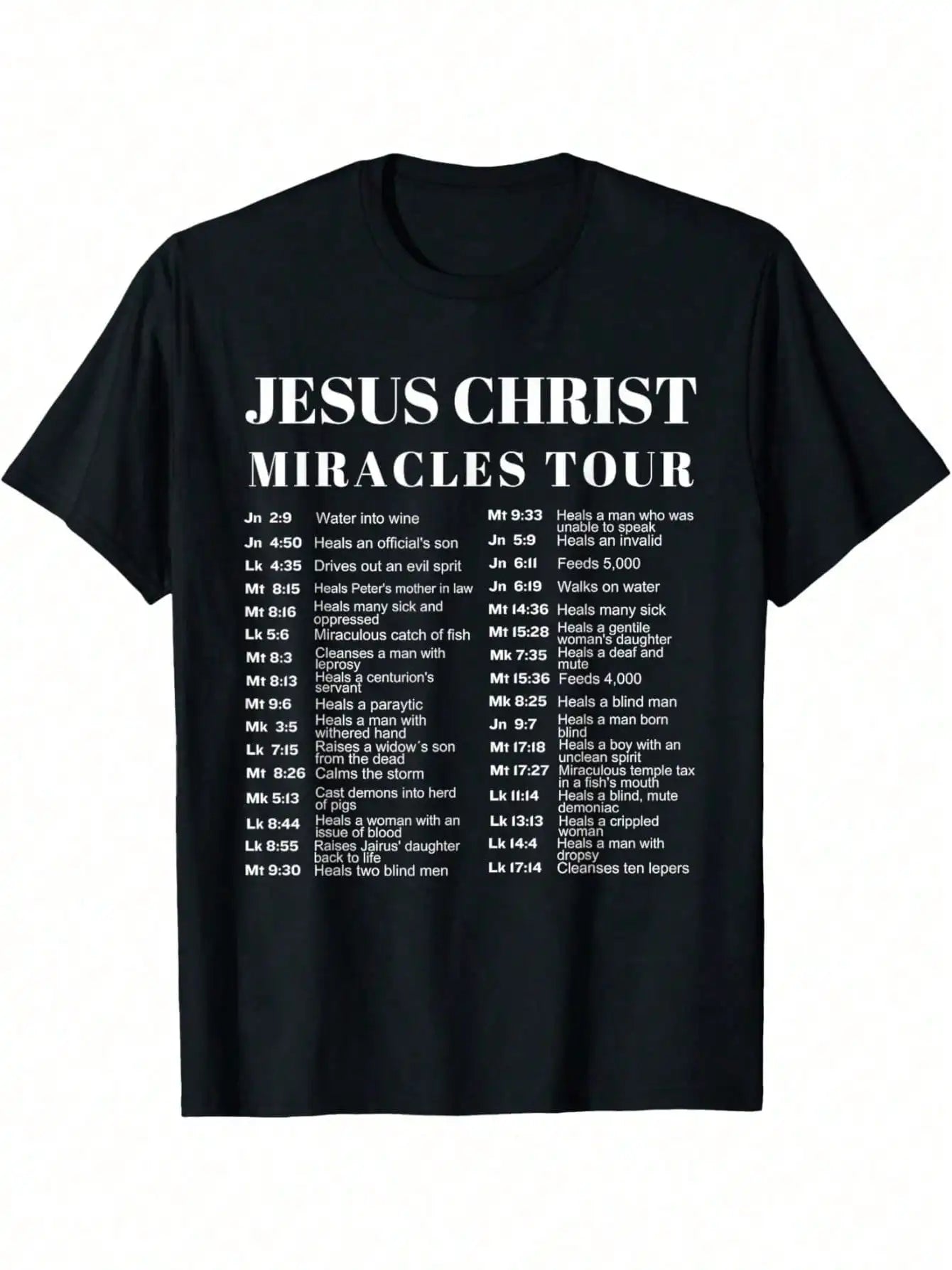 Jesus Christ Miracles Tour Graphic T-Shirt - Soft Cotton, Crew Neck, Men&
