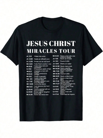 Jesus Christ Miracles Tour Graphic T-Shirt - Soft Cotton, Crew Neck, Men&