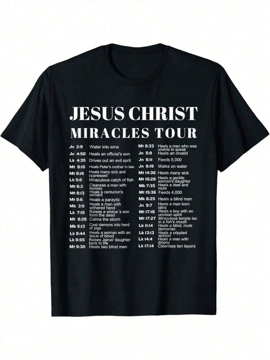 Jesus Christ Miracles Tour Graphic T-Shirt - Soft Cotton, Crew Neck, Men&