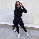 Sexy Black Jumpsuits Women New Autumn Long Sleeve Solid Bodycon Sports Rompers Female Streetwear Casual Skinny Fashion Overall ShedPoundsPortal