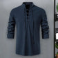 Shirt Cotton Linen Flax Tops Lace Up Long Sleeves Blouse Mens V Neck Medieval Costume Embroidery Tunic Casual Shirt ShedPoundsPortal