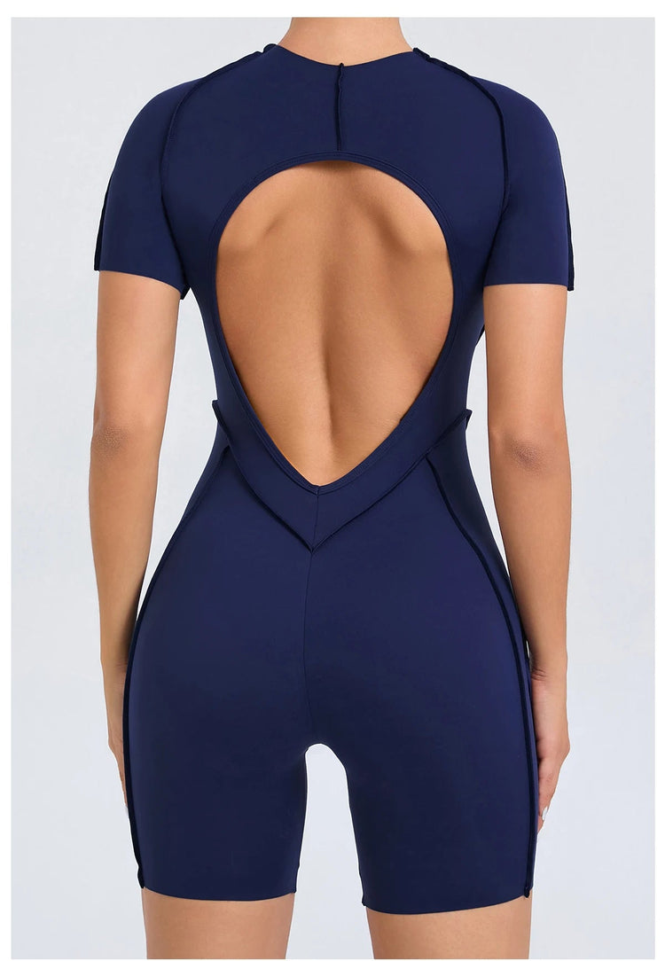 Short Jumpsuit Gym Clothes For Women Sportswear Fitness Overalls Backless Scrunch Booty Yoga Suit Sports Set Outfit ShedPoundsPortal