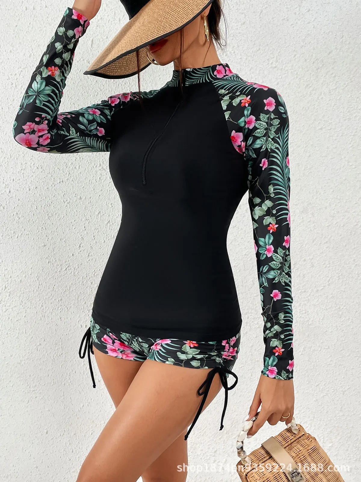 Female Swimsuit With Long Sleeves Swimwear Sports Surfing Tankini Set Beachwear Two-Piece Bathing Suits Pool Women Swimming Suit ShedPoundsPortal