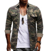 Men Shirts Coats Tops Camouflage Shirt Turn Down Collar Full Sleeve Single Breasted Casual Splice Regular Button Autumn ShedPoundsPortal