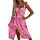 Birthday Outfits Women Sexy Solid Color Printed Square Neck Sleeveless Strap Skirt Fashion Side Split Slim Fit Dresses For Teens