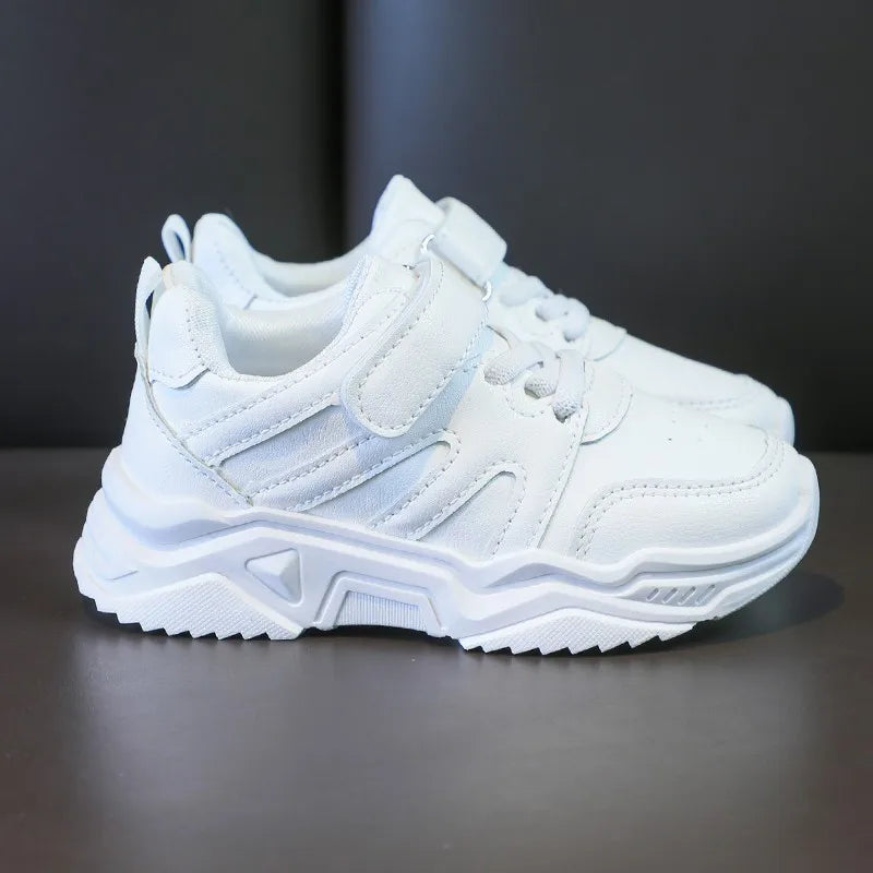 Spring Kids White Sneakers Leisure Chunky Concise Fashion Boys Girls 