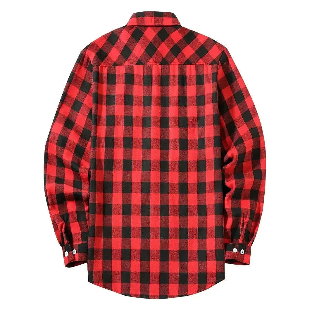Mens Shirts Single Breaste Classic Plaid Smart Casual Flannel Shirt Long Sleeved Chest Two Pockets Design Spring Autumn Men Tops ShedPoundsPortal