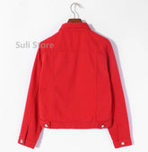 Jeans Jacket and Coats for Women 2025 Autumn Candy Color Casual Short Denim Jacket Korean Coats Women  Jeans Jacket  Clothes ShedPoundsPortal