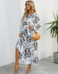 Women Eid Muslim Dresses Tight Waist O Neck Ruffles Spliced Casual Vestidos Flowers Dress Dubai Kaftan Islam Morocco Arab ShedPoundsPortal