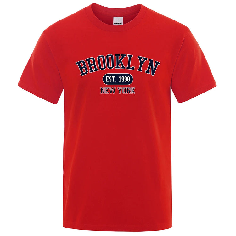 Brooklyn Est.1998 New York Letter T Shirts Man Casual Crewneck Streetwear Breathable Fashion Summer Tops Cotton Loose T-Shirts ShedPoundsPortal