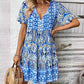 Fashionable Loose Fit Short Skirt Summer New V Neck Boho Ethnic Print Casual Dress Womens Sports Conservative Midi Dresses