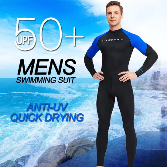Men Long Sleeve Quick Dry Swimming Suit Adult Nylon Uv Protection Snorkeling Surfing Wetsuit Water Sports One-piece Diving Suit ShedPoundsPortal