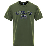 Brooklyn Est.1998 New York Letter T Shirts Man Casual Crewneck Streetwear Breathable Fashion Summer Tops Cotton Loose T-Shirts ShedPoundsPortal