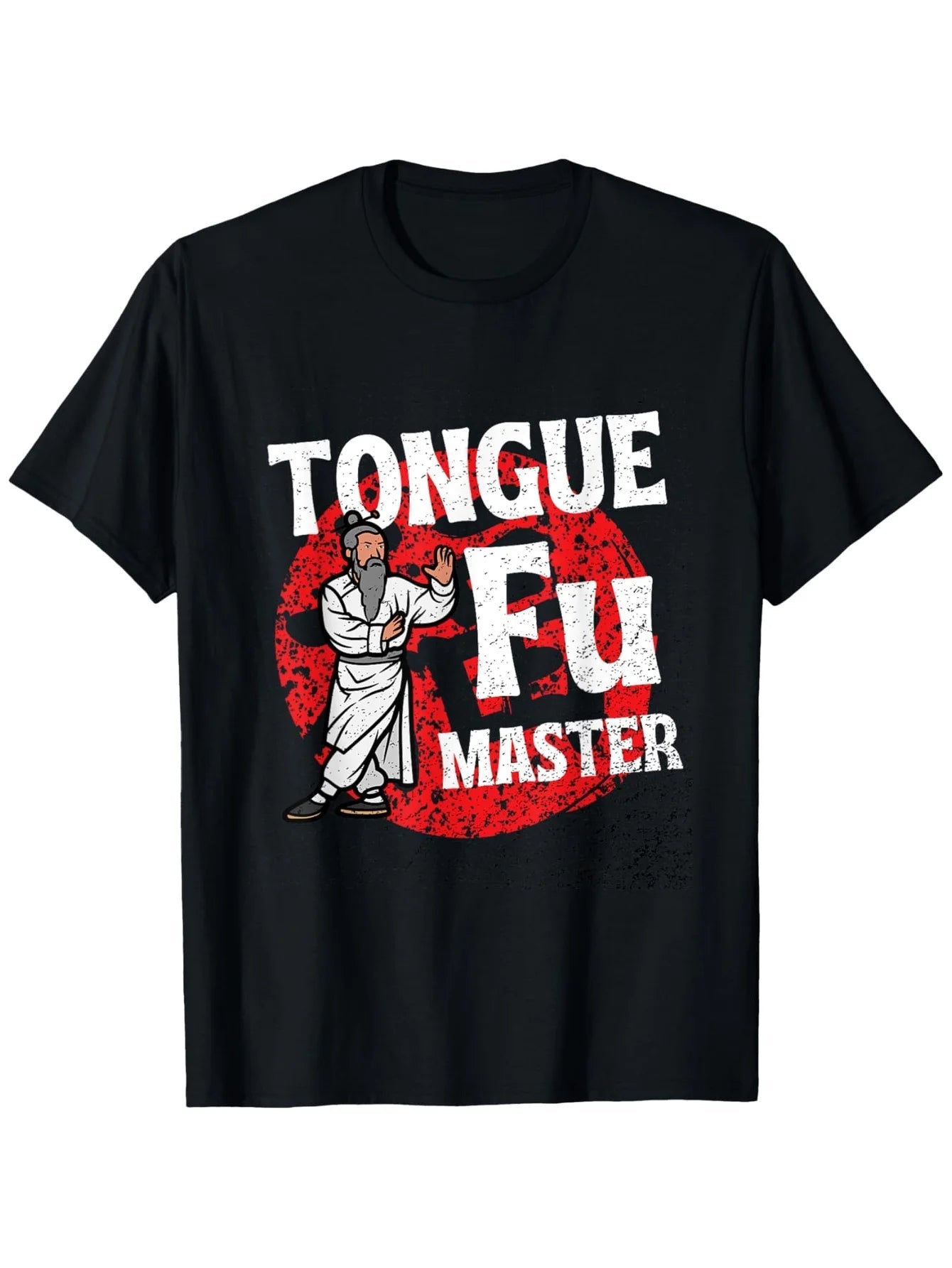 Tongue Fu Master Adult Humor T Shirt Bold Red Martial Arts Graphic 100 Cotton 200gsm Unisex Casual Outdoor Wear ShedPoundsPortal