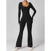 long sleeved jumpsuit U-neck tight and sexy backless jumpsuit for autumn and winter yoga sports and leisure series ShedPoundsPortal