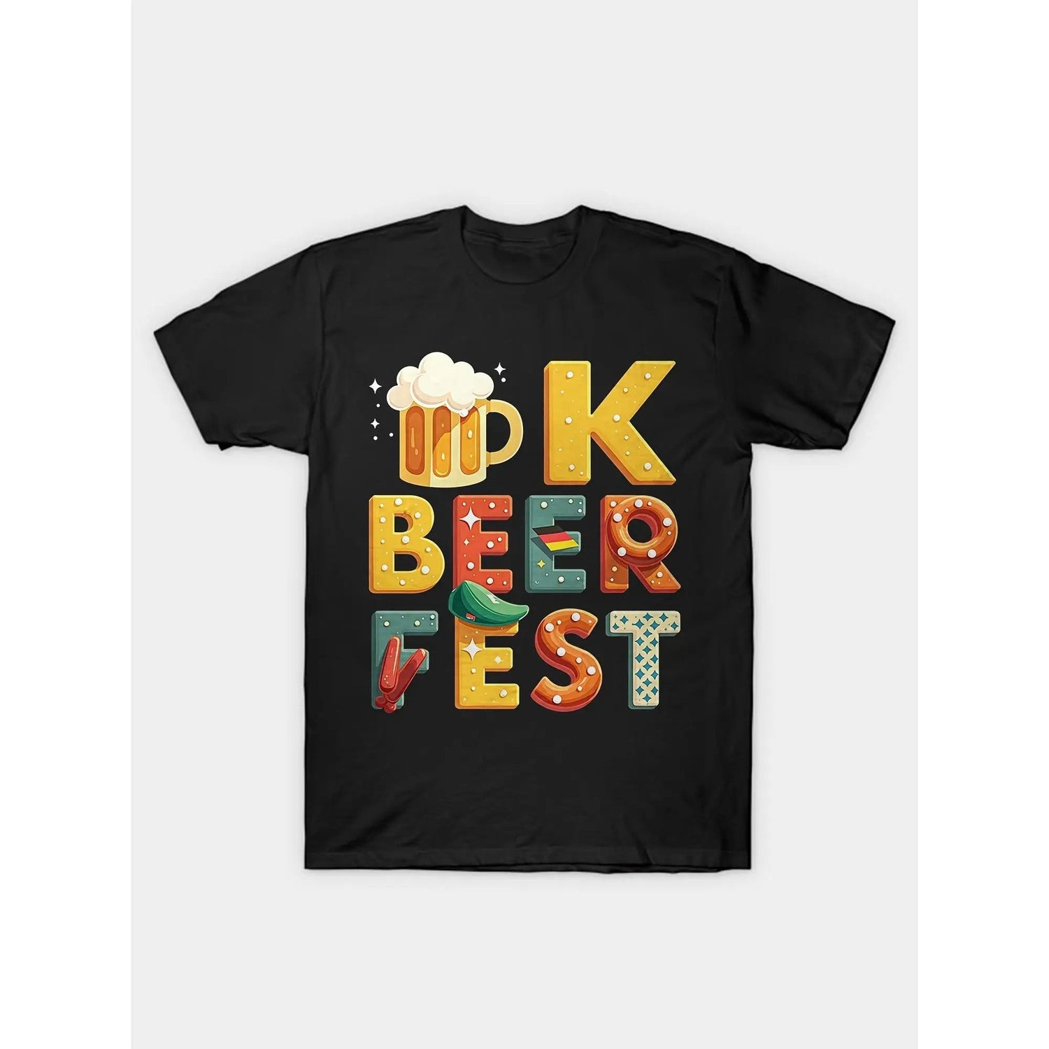 Oktoberfest Beer Fest Graphic T-Shirt For Men & Women - 100% Cotton Casual Short Sleeve Tee With Vibrant Beer Mug & Pretzel Pri ShedPoundsPortal