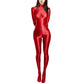 Sexy Women Zipper Full Body Jumpsuit Oil Glossy Sheer Solid Color Tights Bodysuits Long Sleeve Catsuits Smooth Swimsuits Rompers ShedPoundsPortal