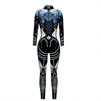 Robot Punk Jumpsuit Catsuit Sexy Female Women Cosplay Costume Skeleton Cyberpunk Steampunk Zentai Suit Halloween Bodysuit ShedPoundsPortal
