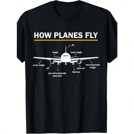 100% Made in USA, 180g Cotton "How Planes Fly" Diagram T-Shirt for Men - Funny Aerospace Engineering Aviation Tee ShedPoundsPortal