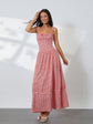 Women Summer Sleeveless Dress Casual Plaid Print Ruffle Party Dress for Cocktail Beach Club Streetwear