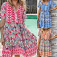 Fashionable Loose Fit Short Skirt Summer New V Neck Boho Ethnic Print Casual Dress Womens Sports Conservative Midi Dresses