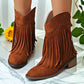 Wide Calf Womens Boots Lacy European And Foreign Trade Large Size Retro Suede Short Boots New Pointed Thick Heel Mud Women