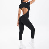 Sexy Backless Bodycon Scrunch Jumpsuit Raises Butt Women Dance Fitness Overalls Push Up  With Chest Cushion Yoga Sport Jump Suit ShedPoundsPortal