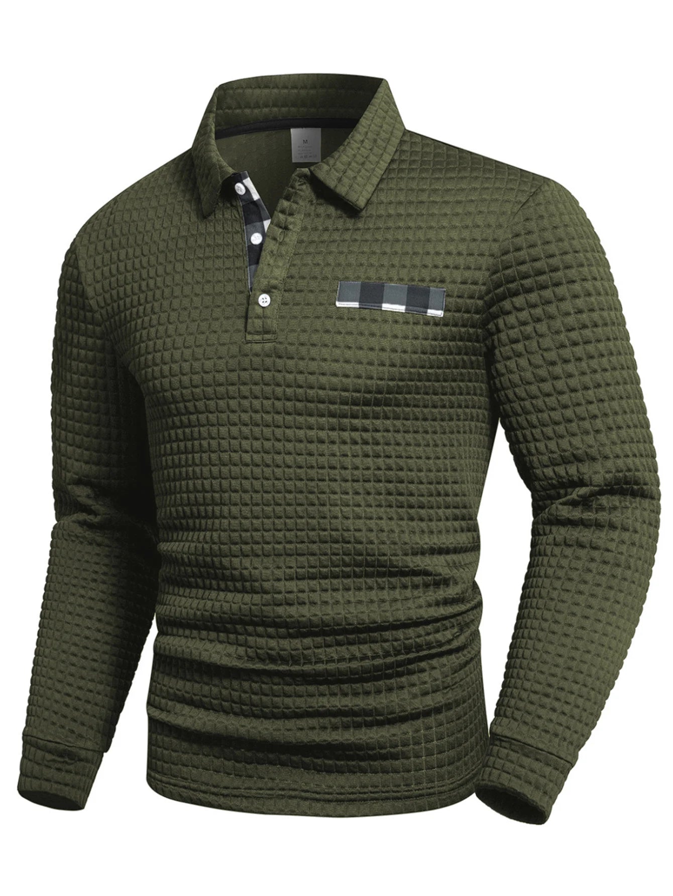 Digital Printed Fabric with Irregular Plaid Pattern, Non-Positioned Plaid Pattern, Thick Long-Sleeve Turn-Down Collar Top, Square Plaid Texture Fabric, Fashionable Casual Everyday Wear ShedPoundsPortal