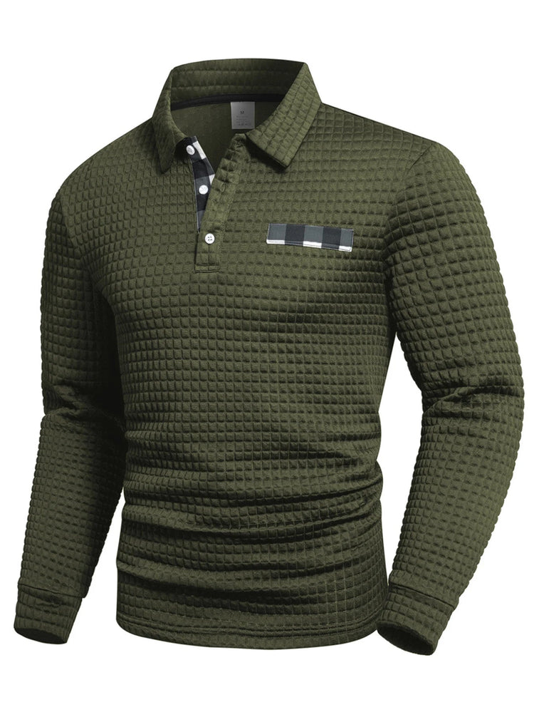 Digital Printed Fabric with Irregular Plaid Pattern, Non-Positioned Plaid Pattern, Thick Long-Sleeve Turn-Down Collar Top, Square Plaid Texture Fabric, Fashionable Casual Everyday Wear ShedPoundsPortal