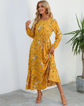 Women Eid Muslim Dresses Tight Waist O Neck Ruffles Spliced Casual Vestidos Flowers Dress Dubai Kaftan Islam Morocco Arab ShedPoundsPortal