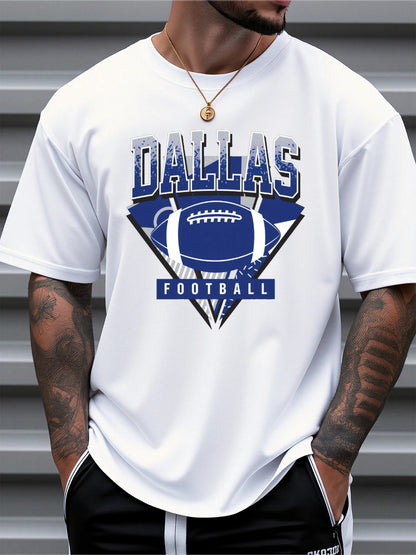 T Shirt For Man 100% Cotton Summer Dallas Football themed Print Casual Slim Fit Round Neck Short Sleeved T-shirt Top ShedPoundsPortal