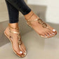 Summer Sandals Women Fashion Casual Beach Outdoor Flip Flop Sandals Metal Decoration Ladies Flat Roman Shoes Plus Size Sandals