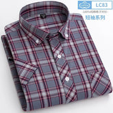2025 Summer Cotton Plaid Short Sleeve Shirts For Men Plus Size Regular Fit Classic Young  England  Style Shirts Man&