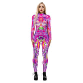 Popular Halloween Jumpsuit Sexy Print Cos Futuristic Clothing Tight Jumpsuit Wholesale Women Clothes Rompers Womens Combinaison ShedPoundsPortal